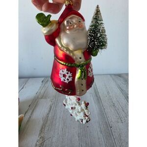 SCF Cannon falls Santa snowflake glass ornament tree glitter Xmas